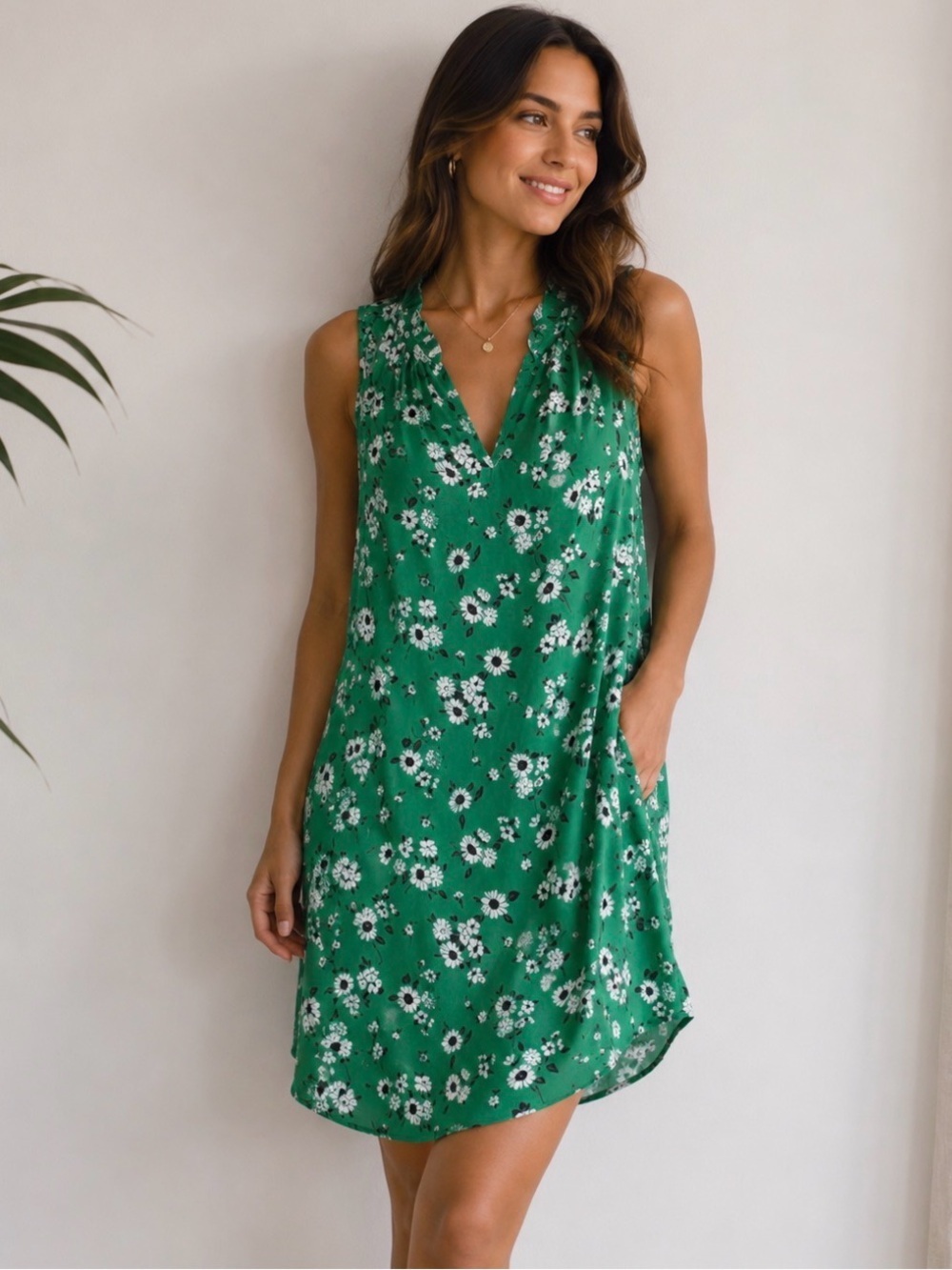 Market & Spruce Green Floral Mini Dress